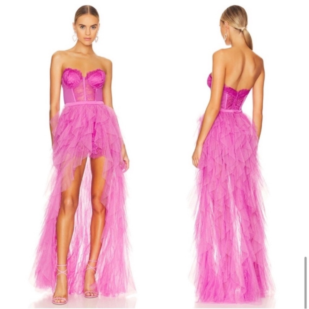 For Love And Lemons Vibrant Pink Sexy Lace Prom Bustier Dress size M